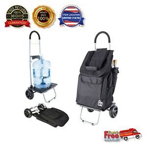 Dbest Products Bigger Trolley Dolly Black Shopping Grocery Foldable Cart