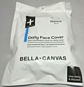 Bella+Canvas  Daily Face Cover 10 Pack Cloth Face Mask Black Use Daily &amp; Discard