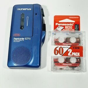 Olympus Pearlcorder S711 Handheld VCVR Microcassette Recorder Tested With Tape