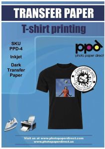 PPD Inkjet PREMIUM Iron-On Dark T Shirt Transfers Paper LTR 8.5x11&#034; pack of 100