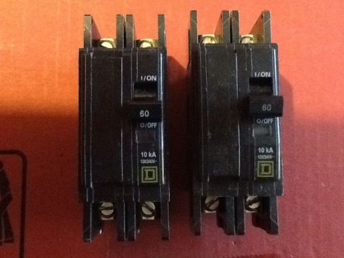 (2) square d type qou 260 60 amp 240v circuit breaker for sale