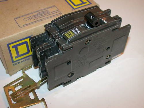 2 new square d 10 amp 2 pole circuit breakers qou210 for sale