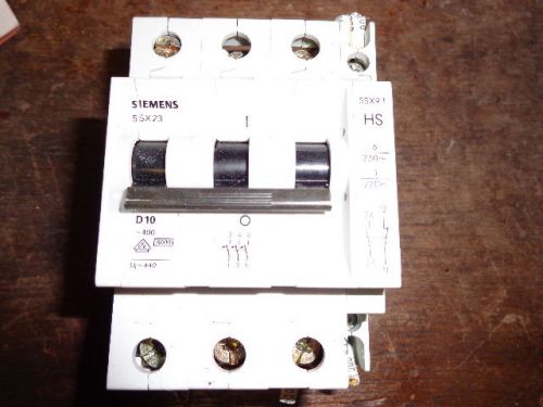 SIEMENS 5SX23-D10 3-POLE/10A/480V CIRCUIT BREAKER