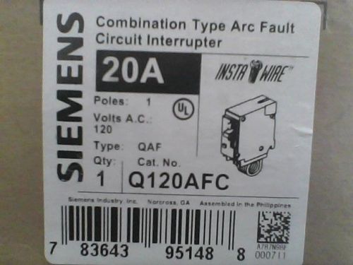 4 siemens q120afc 20-amp combination arc fault circuit interrupter  pole 1 for sale
