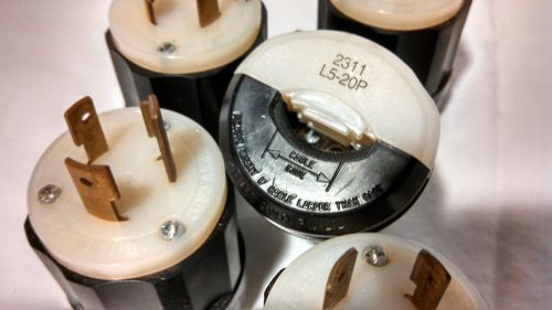 (5) leviton model 2311 l5-20p twistlock male plug 20 amp 125v for sale