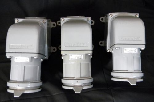 Lot of 3 - t&amp;b russellstoll 3124-78 receptacle 60a 250v/480 vac - thomas betts for sale