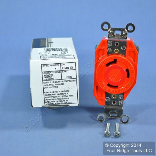 New leviton l8-30r isolated gnd locking receptacle outlet 30a 480v 2640-ig-066 for sale