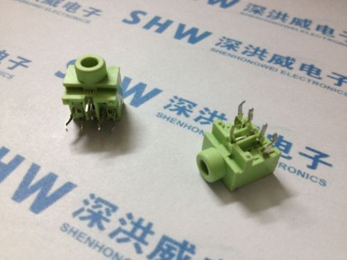 20pcs 3.5mm  female audio connector 5 pin dip stereo headphone jack pj-317 green for sale