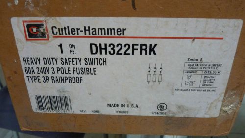 CUTLER-HAMMER DISCONNECT 3R CAT# DH322FRK 60A 240V FUSIBLE