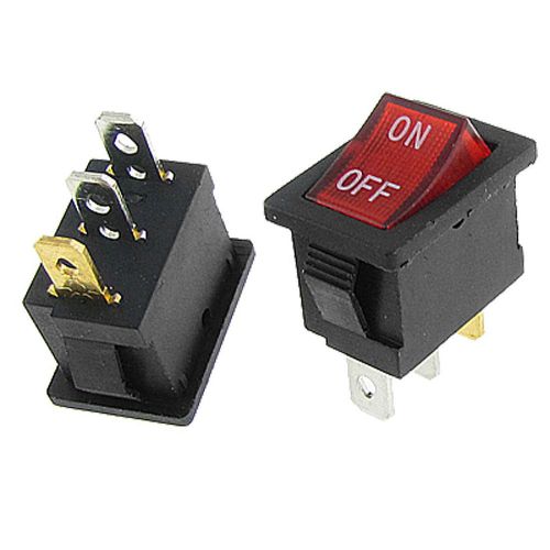 10 pcs red lamp neon light spst on-off rocker switches ac 6a/250v 10a/125v gift for sale