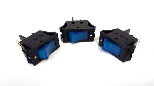 3 pack 12 Volt Blue LED Rocker Mini Switch On Off Car Automotive
