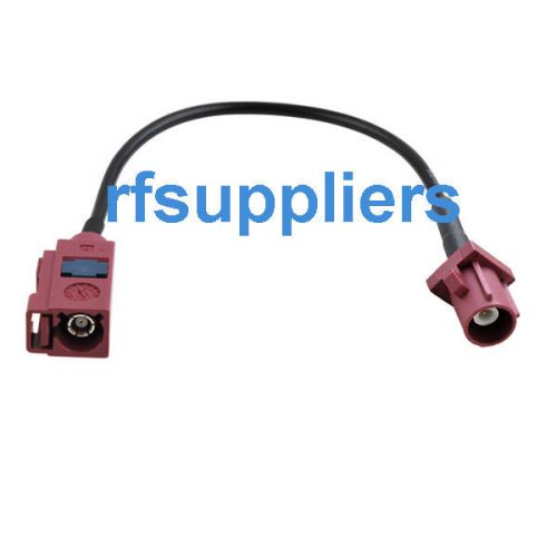 Fakra jack female to fakra plug male straight key code d pigtail rg174 15cm new for sale