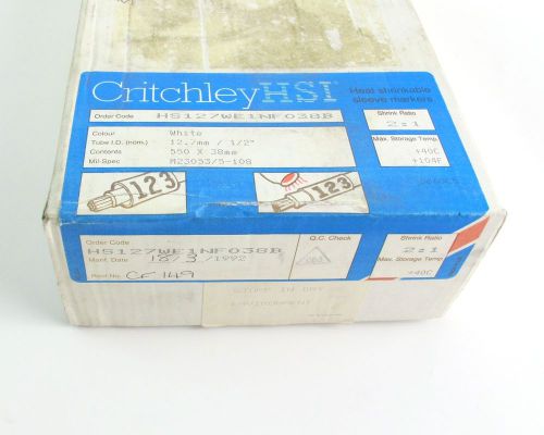 1/2&#034; Critchley HS127WE1NF038B Heat Shrink Sleeve Markers M23053/5-108 2:1 550pcs