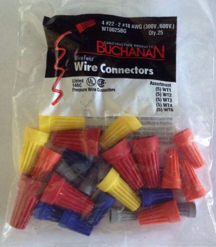 Buchanan. Wire Twist Assortment Wire Connectors Factory Sealed 25 Pieces