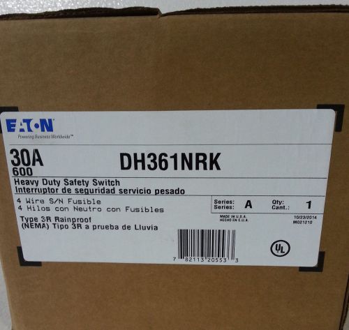 Eaton Cutler Hammer DH361NRK Heavy Duty Safety Switch 30 Amp 600V  NEW