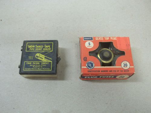 Vintage / antique  20 amp fuses $ pipe tape joint sealer          new for sale