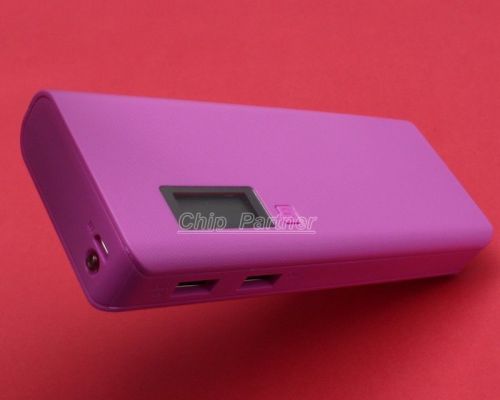 Purple 5V 2A 1A Dual-USB 18650 Battery Mobile Power Bank Charger Box for Phone
