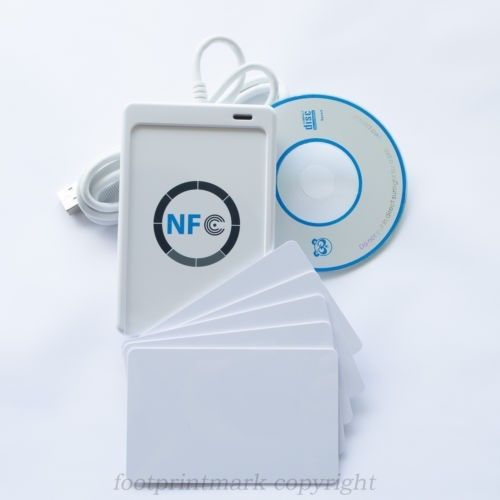 Nfc acr122u rfid contactless smart reader &amp; writer/usb + sdk + 5xmifare ic card for sale