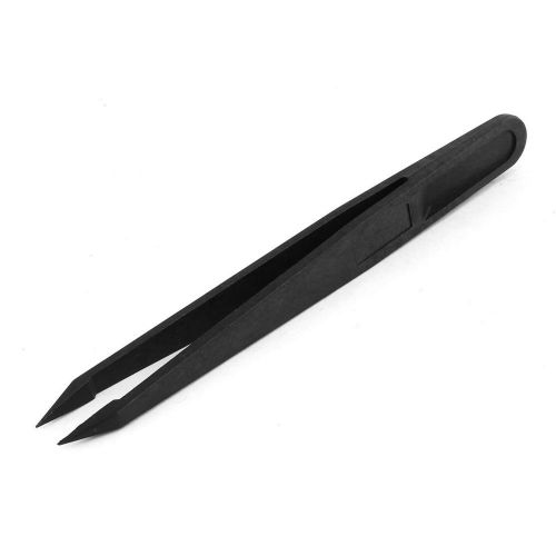 Black Plastic Anti-static ESD Curved Pointed Tip Tweezer 12cm