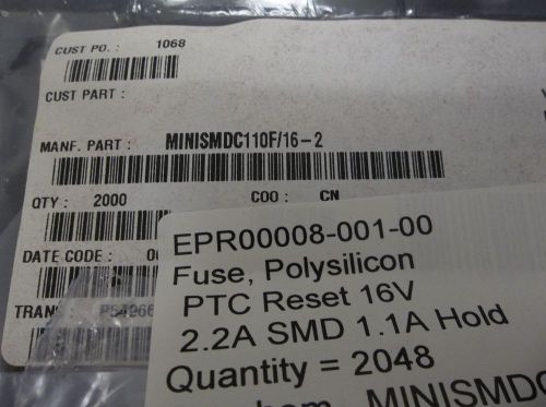 Raychem Fuse,Polysilicon PTC Reset 16V 2.2A SMD 1.1A Hold  #MINISMDC110F/16-2