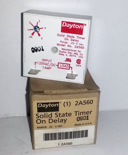 DAYTON 2A560 SOLID STATE TIMER ON DELAY .25-5 SECONDS 120V 120 V VOLT 1A AMP