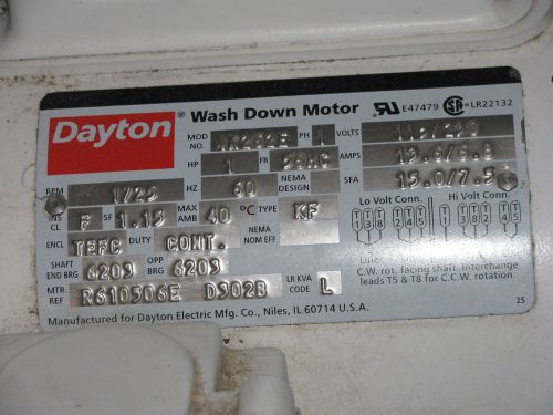 Washdown Motor Dayton 1HP  115/230