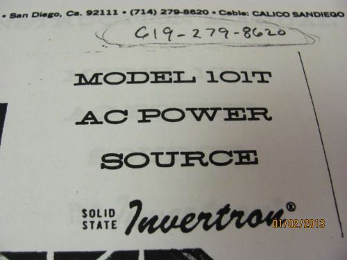 CALIFORNIA INSTRUMENTS MODEL 101T AC Power Source incl. Addendum - 101T-874