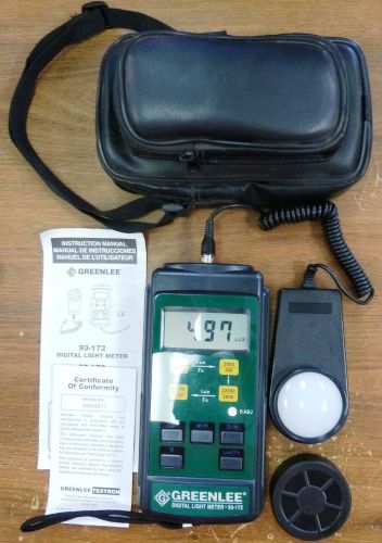 Greenlee 93-172 Digital Light Meter, LUX / Foot Candle w/ Manual &amp; Case , XLNT