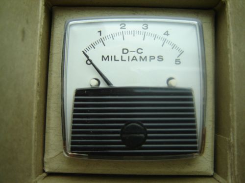 Dc ammeter ge panel mount analog meter dc 0-5 ma, 5 milliamp nos for sale
