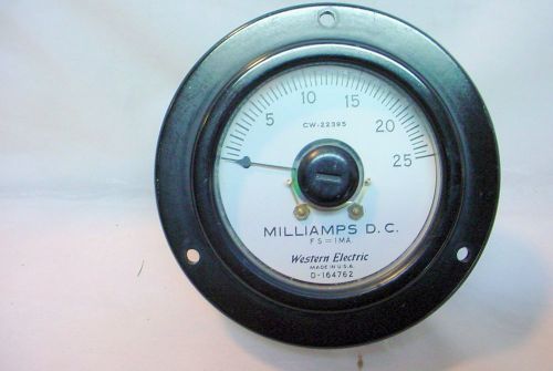 Western Electric D-164762 Analog Panel Meter 0-25 mA DC - tested good