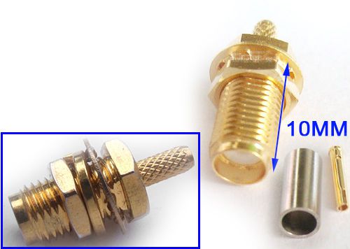 100PCS Copper SMA female crimp for RG174 RG316 RG188 RG179  Cable Connector