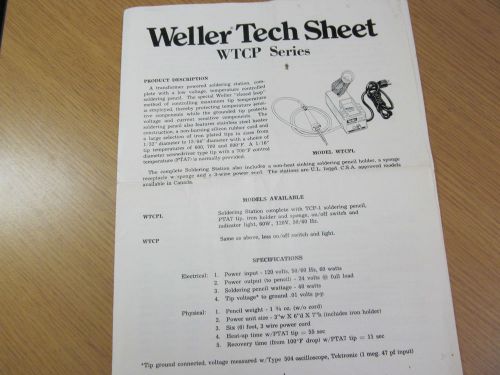 WELLER WTCP Series Transformer Powered Soldering Station Tech Sheet