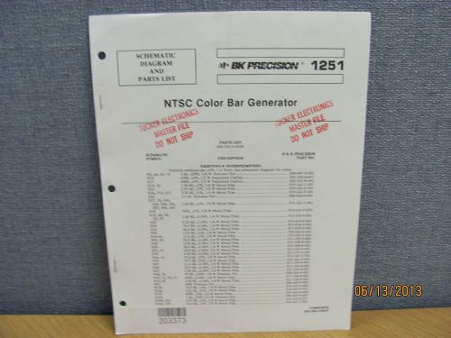 B+K MODEL 1251: NTSC Color Bar Generator - Schematics &amp; Parts List # 17307