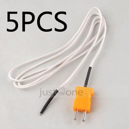 5pcs 100cm Cable Length Wire K-type Thermocouple Sensor Probe Temperature Hot