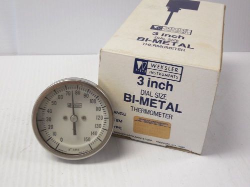 New weksler bi-metal thermometer 3a02 0-150°f 2-1/2&#034; stem 3&#034; face for sale