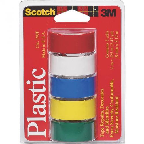 ASSORT COLOR PLASTIC TAPE 5 PK 3M Plastic - Color 190T 021200505034