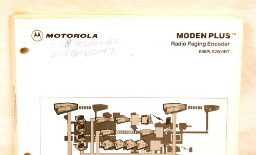 Motorola Moden Plus Radio Paging Encoder - Instruction Manual: 68P81027C10-A