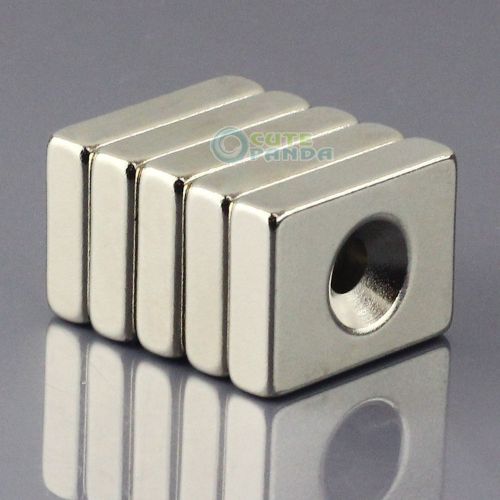 5pcs N50 Block Counter Sunk Magnets 20 x 15 x 5 mm Hole 4mm Rare Earth Neodymium