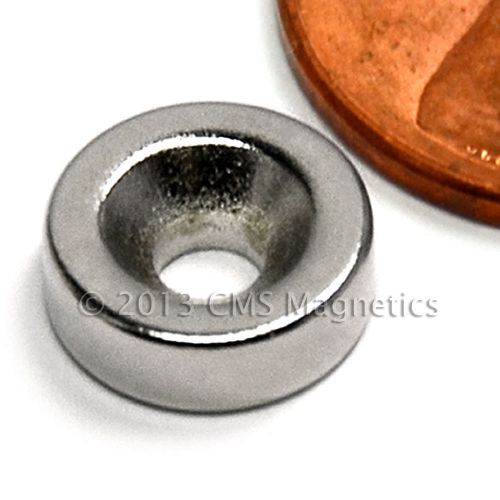 N42 disk neodymium magnet 3/8x1/8&#034; w/ 1 countersunk hole for #4 screw 500 pc for sale