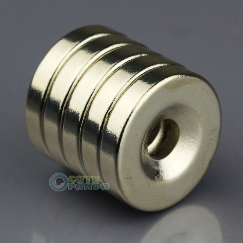 5pcs Round Neodymium Counter Sunk Ring Magnets 20 x 4mm Hole 5mm Rare Earth N50