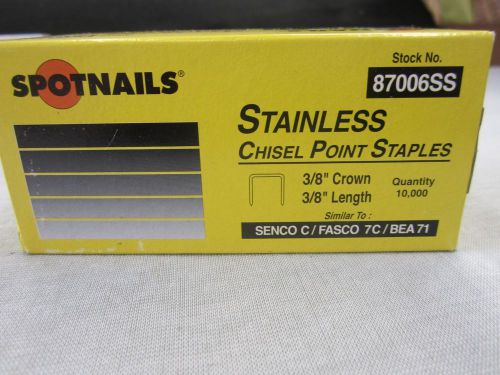 Stainless Chisel Point Staples 3/8 crown 3/8 length QT 10,000pcs