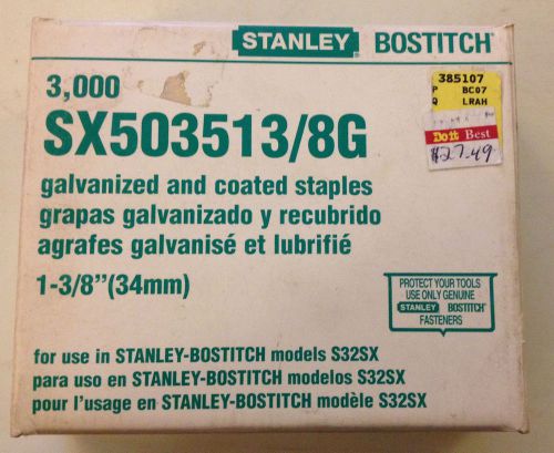 Stanley Bostitch SX503512/8G 3000 Staples 1 3/8&#034; 34MM Length Galvanized coated