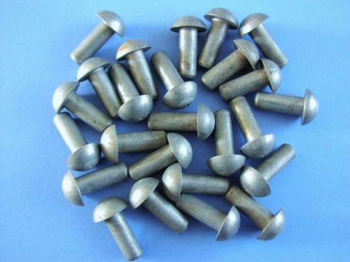 Lot of 25 Solid ALUMINUM RIVETS  shaft is 3/8&#034; dia. by 7/8&#034; long, Head 3/4&#034; dia.