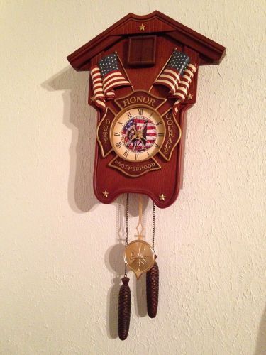 Fire fighter cuckoo clock heroes for all time bradford exchange limited edition for sale
