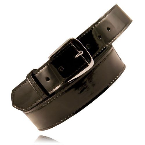 Boston Leather 6581-2-30 Off Duty 1&#034; Leather Belt Black Gloss Nickel Buckle 30&#034;