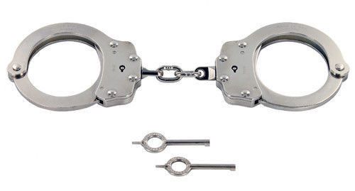 Peerless model 700c nickel finish handcuffs police grade - new + 2 keys for sale