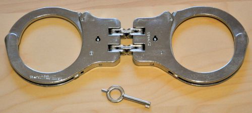 Peerless hinged handcuffs nickel finish police military security double locking for sale
