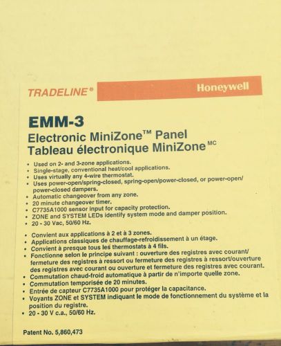 Electronic minizone panel honeywell emm-3 1 stage heat &amp; cool tat trol-a-temp for sale