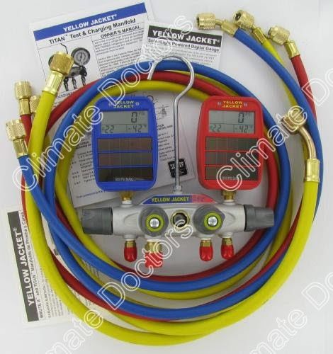 Yellow jacket 49895 titan solar 4v manifold set w/hoses for sale