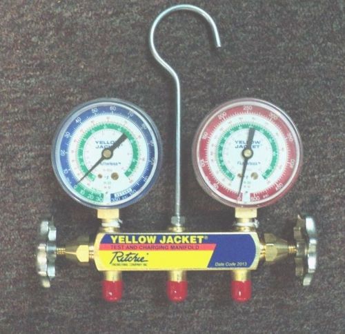 Yellow jacket manifold gauges w/ hoses for sale